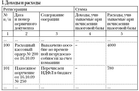 книги расходов и расходов образец