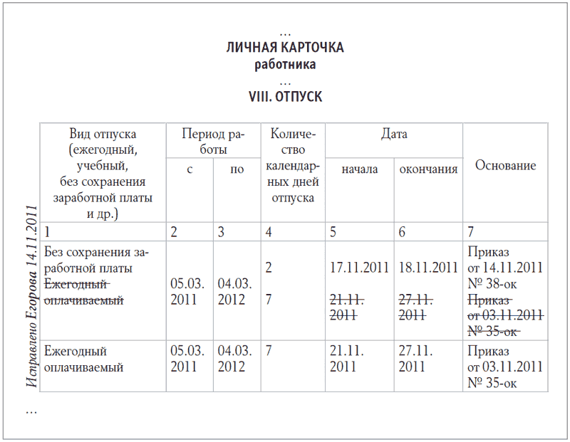 Записи в личную карточку