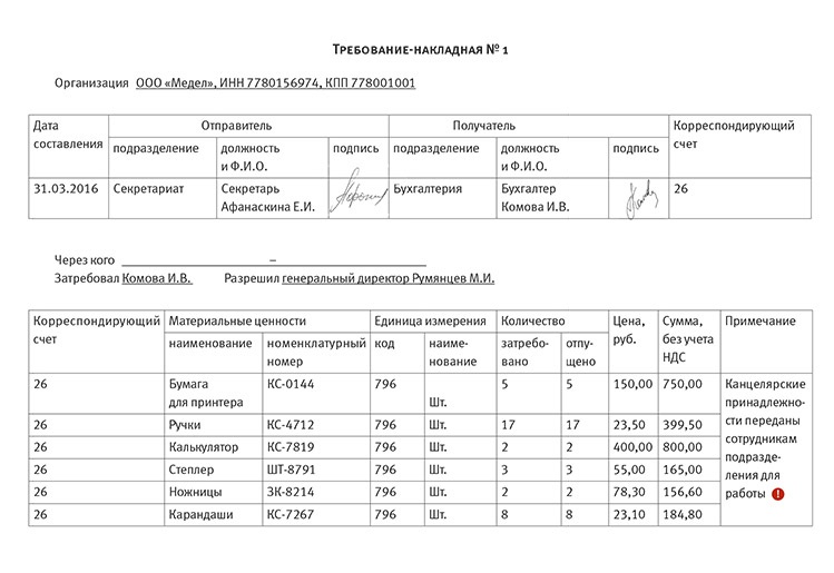 Причина списания бумаги в акте на списание