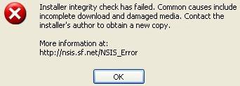 Nsis installer. Nsis error что это и как исправить windows 10. Ошибка nsis. Программа не работает. Installer integrity check has failed common.